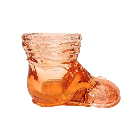 Vintage Pink Glass Baby Shoe / Boot Toothpick Holder Degenhart - Picture 2 of 5